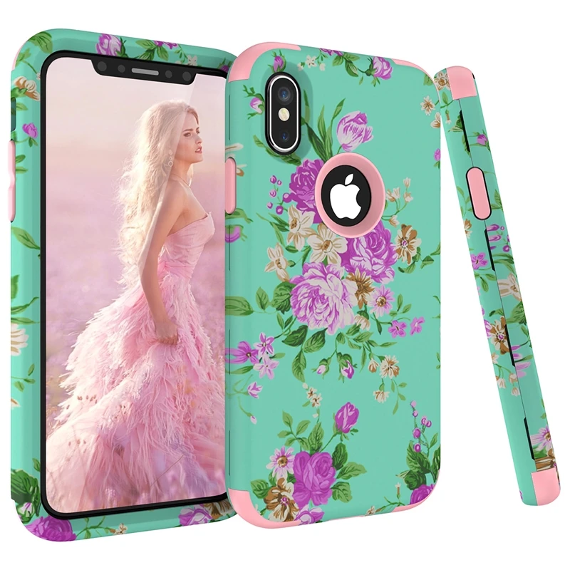 Роскошный чехол 3 в 1 для iPhoneX жесткий PC силиконовый бампер противоударный с