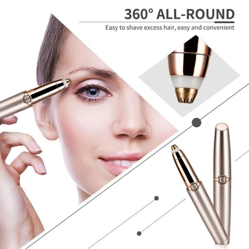 

Mini Electric Eyebrow Razor Trimmer Painless Eyebrow Epilator Hair Removal Lipstick Eye Brow Shaver Pen with LED Light for Women