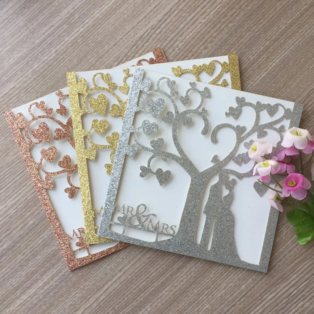 50Pcs/Lot Hot Laser Cut Mr&ampMrs Wedding Invitation Card Romantic Gift Greeting Blessing Cards |