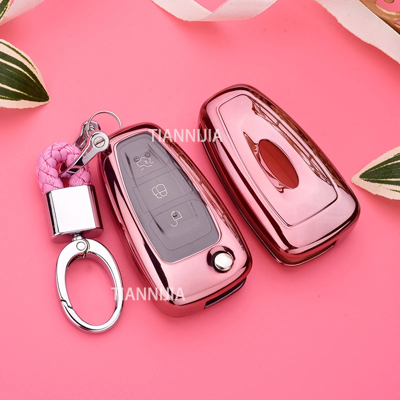 

Car Key Cover Key Case Bag Automobile Protective Key Skin Shell Cover For Ford Edge Mondeo Mustang For Ford Keys keychain