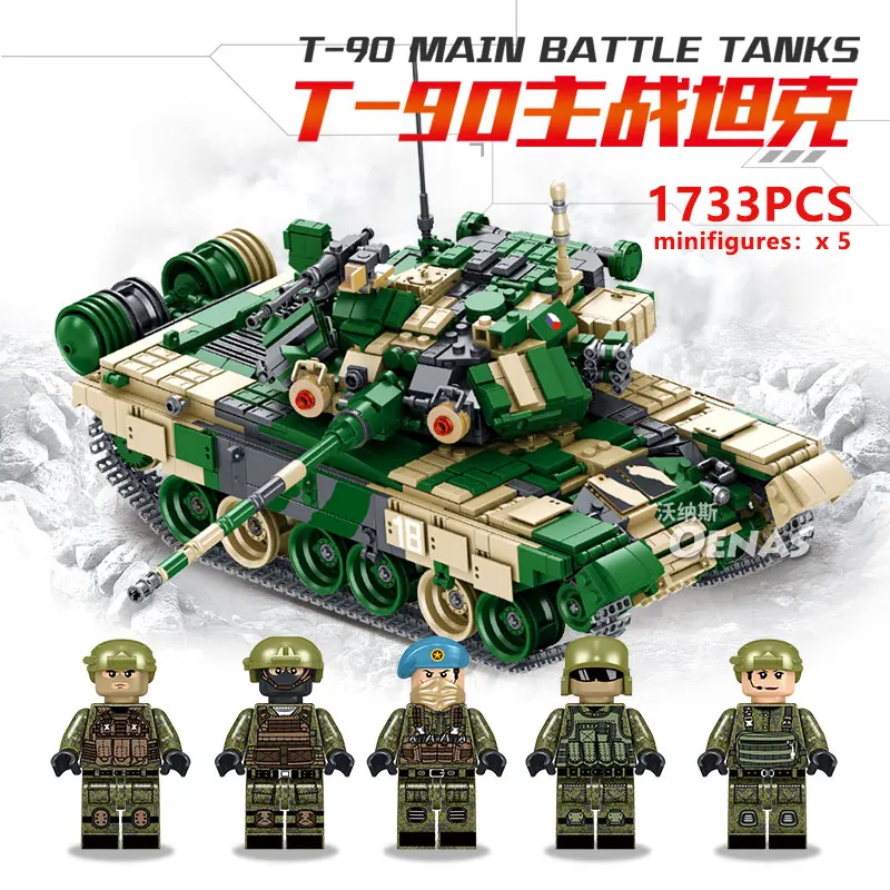 

Sale!! Military battle Russia T-90 Main Battle Tank Model DIY building blocks brick kids Toys Match with legoingly Children gift