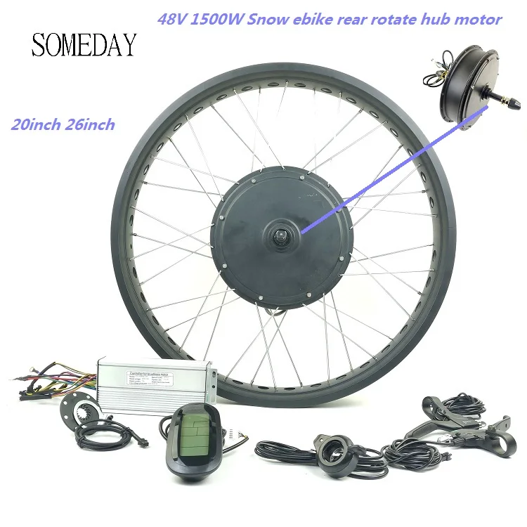 ^Cheap 48V 1500W fat ebike kit snow ebike electric bicycle conversion kit 20inch 26inch wheel rear rotate hub motor LCD6 display ^Cheap 48V 1500W fat ebike kit snow ebike electric bicycle conversion kit 20inch 26inch wheel rear rotate hub motor LCD6 display