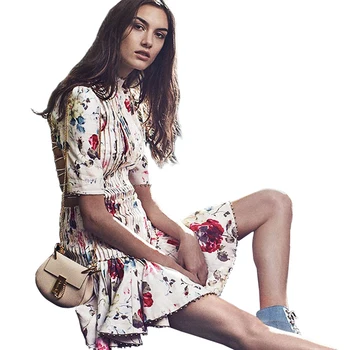 

S-3XL High Quality 2019 Summer & Autumn Brand New Fashion Luxury Handmade Bead Back Blend Stretch Type A Dress Free Shipping