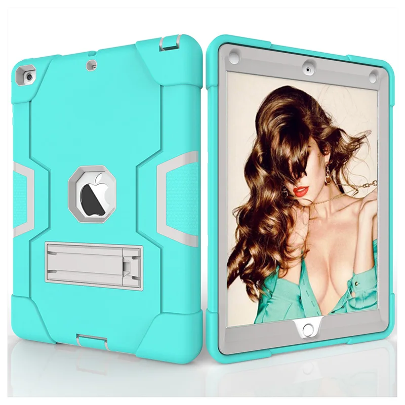 Case For iPad Air 1iPad 5 A1474 A1475 A1476,High-Impact Shockproof 3 Layers Soft Rubber Silicone+Hard PC Protective Cover Shell (4)