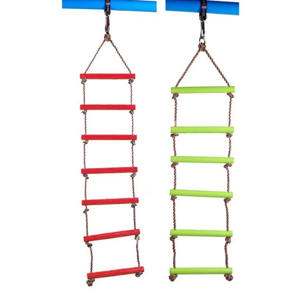 

Kids Indoor and Outdoor Playhouse 6 Rungs Rope Climbing Ladder Toy