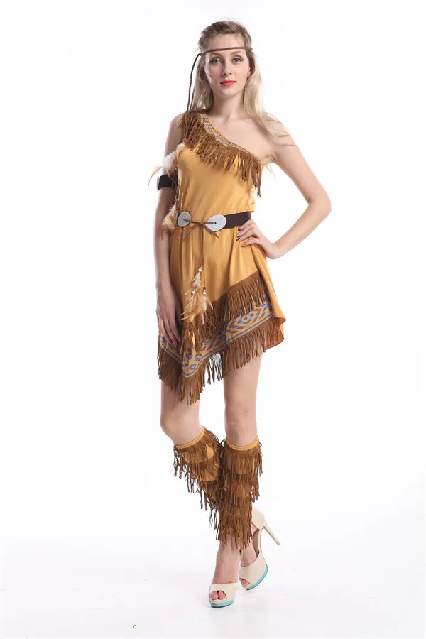 

free shipping Ladies Pocahontas Native American Indian Wild West Fancy Dress Party Costume S-6XL