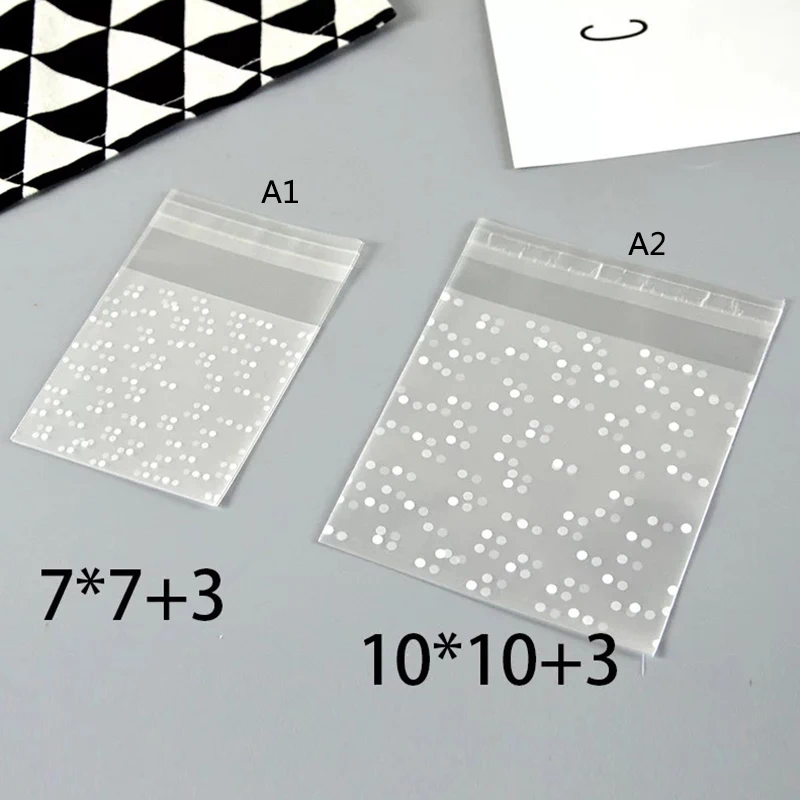 100 шт./лот, подарочные пакеты, полупрозрачные пластиковые пакеты в горошек, обертка для печенья, кекса, самоклеющиеся Упаковочные пакеты для дня рождения, рождественской вечеринки
