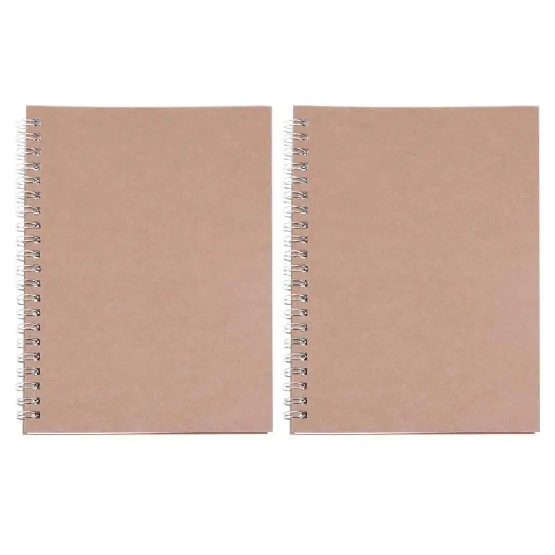 

2pcs Retro Spiral Coil Sketchbook Kraft Paper Notebook Sketch Painting Diary Journal Student Note Pad Book Memo Sketch pad