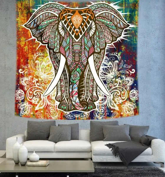 79x59 L 200x150CM Adatto Anche Come Telo da Spiaggia GUORUI arazzo di Mandala Indian Tapestry Colorful Elephant Stampa Teli da Mare Tappetino per Il Soggiorno o la Camera da Letto 