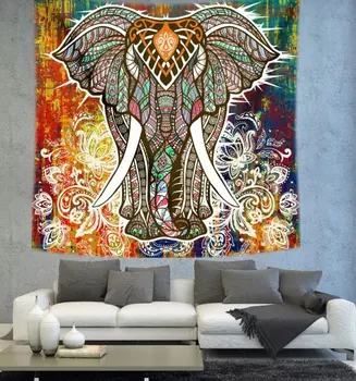 

Indian Elephant Tapestry Mandala Wall Hanging Tapestries Home Decorative Art Tapestry Beach Towel Yoga Mat Blanket 150*200CM