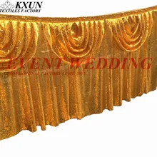 Юбка для стола с золотыми пайетками и верхом, драпировка, подпорка, скатерть, украшение для свадьбы