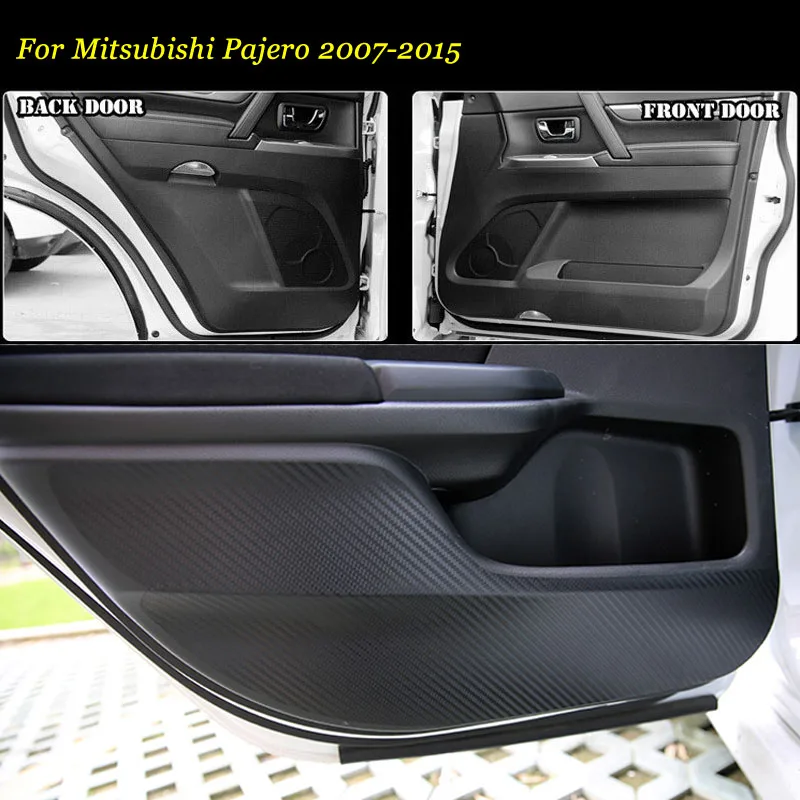 

Brand New 1 Set Interior 3D Carbon Fiber Doors Side Edge Anti-kick Protection Pad Sticker For Mitsubishi Pajero 2007-15