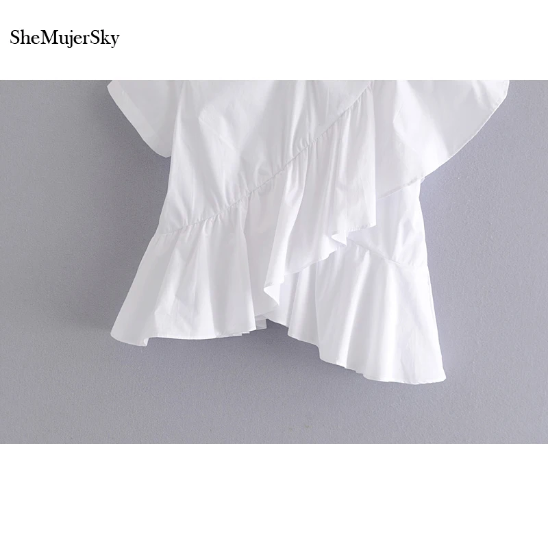 SheMujerSky рубашки с оборками для женщин летние блузки blusas femininas elegante Топы