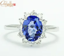 Free Shipping 1.62ctw Natural Blue Tanzanite Solid 14CT White Gold VS Diamond Engagement Ring Gemstone Jewelry Wholesale