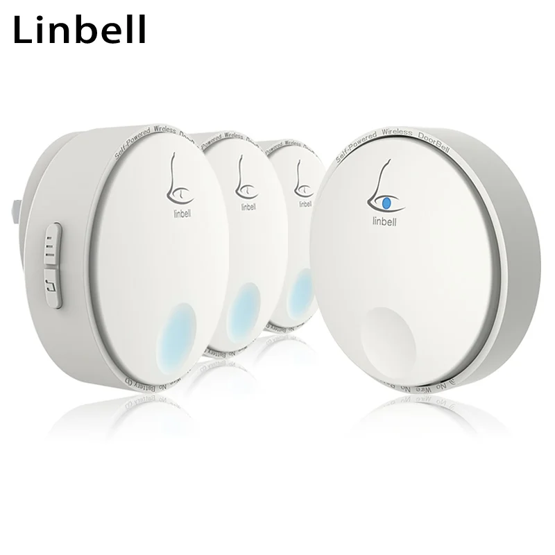 

Linbell G2 wireless electric doorbells self powered outdoor waterproof music doorbell for dogs EU/US/UK plug 1 button 3 Receiver