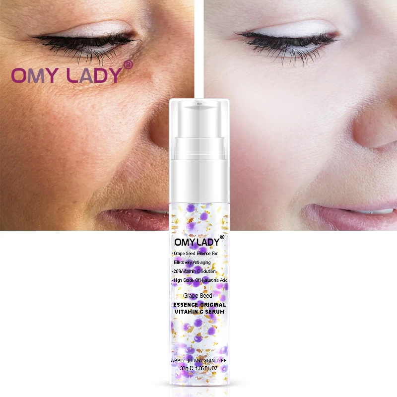 

OMY LADY Grape Seed Essence Anti-Wrinkles Face Serum Original Vitamin C Extract Hyaluronic Acid Moisturizing Bright Repair Serum