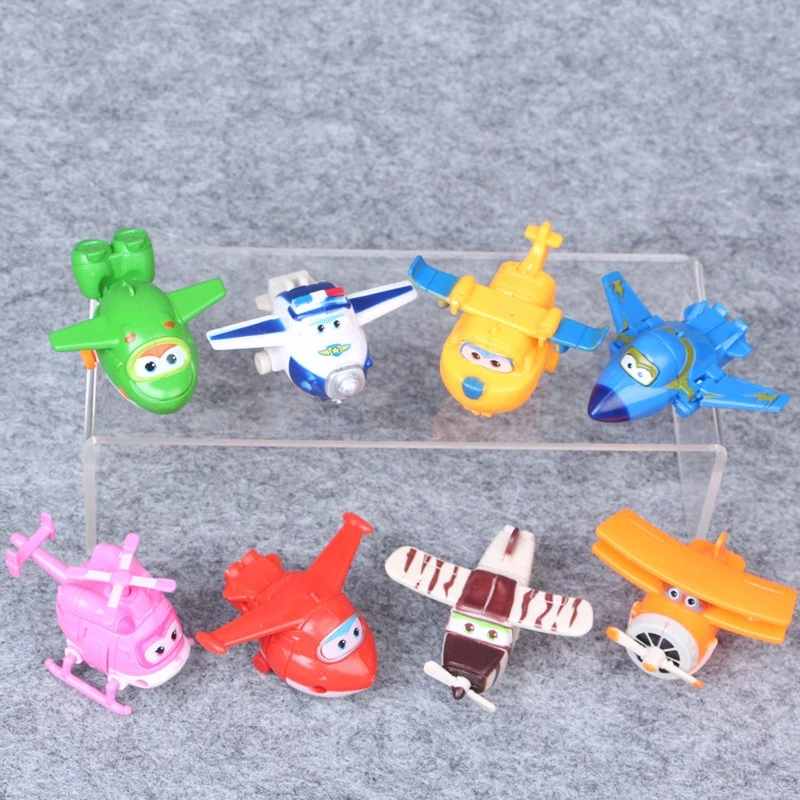 

8PCS/Set Super Wings Mini Airplane ABS Robot toys Action Figures Super Wing Transformation Jet Animation Children Kids Gift