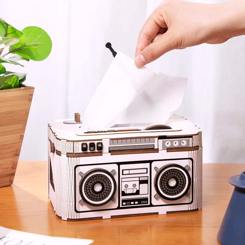 

Robotime New Arrival DIY Rock Radio 3D Wooden Puzzle Game Gift&Tissue Box for Children Friend Popular Toy TG15