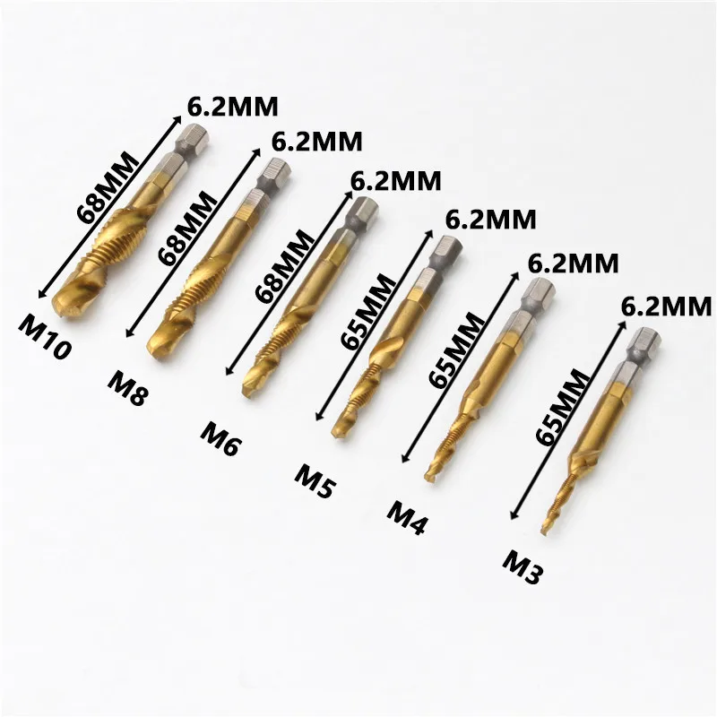 

ZENHOSIT 6pcs M3-M10 High Speed Steel Twist Drill Bit Titanium Coated Drill Bit Drilling Tools Woodworking Metal Plastic Tools
