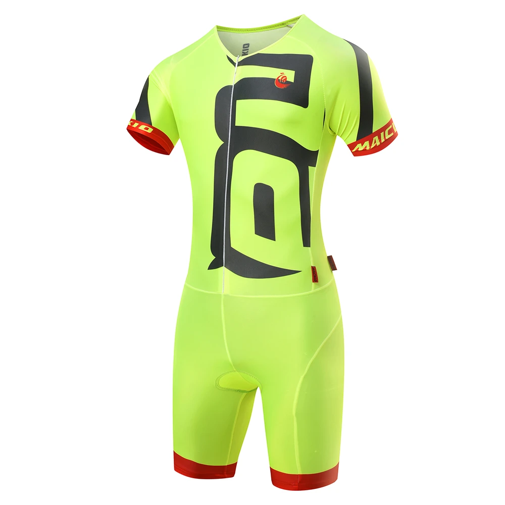

MALCIKLO Men Cycling Jersey Riding Triathlon Bike Bicycle Jerseys Fluorescent Yellow Close-fitting Breathable Clothes