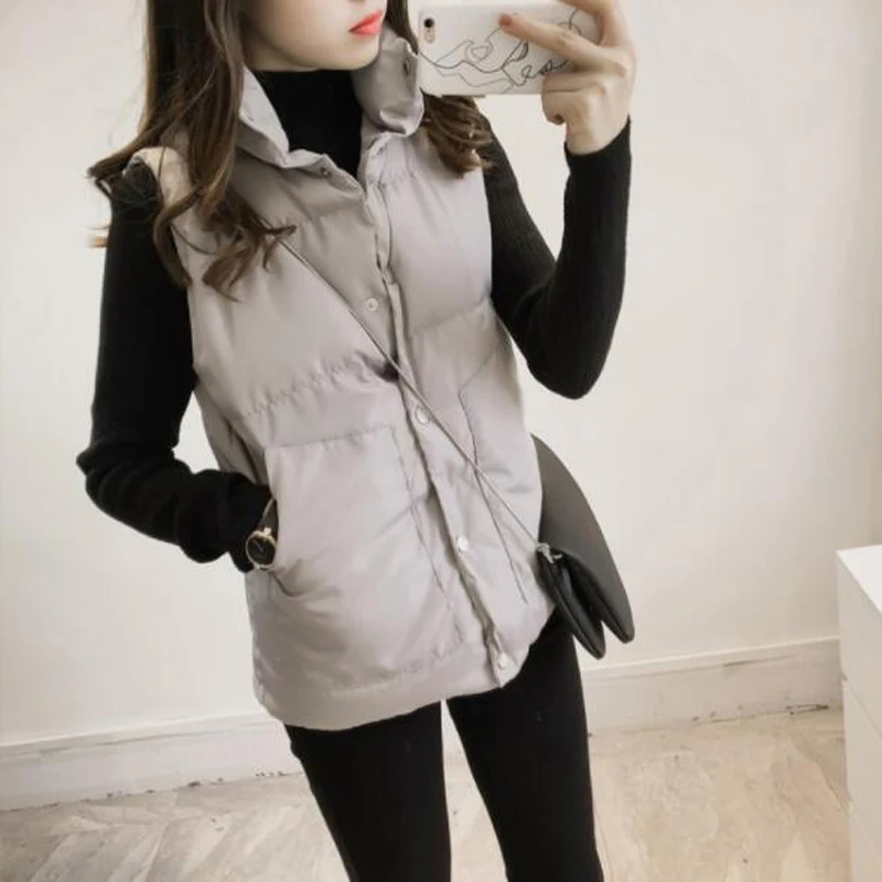 Thin Style Autumn Winter Women Waistcoat Solid Color Sleeveless Turn-down Collar Woman Vest Single Breasted Women Coats Thin Style Autumn Winter Women Waistcoat Solid Color Sleeveless Turn-down Collar Woman Vest Single Breasted Women Coats