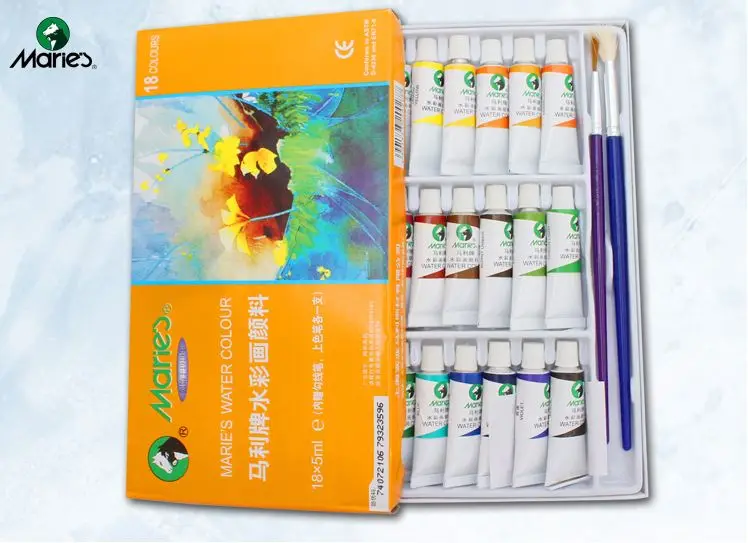 

Maries Watercolor Paint Set for Student 5ml Tube with 2 Paint Brush Pens