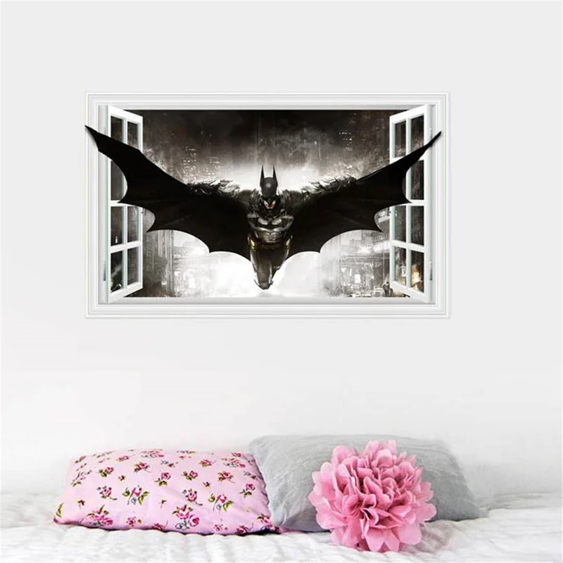 40x60 см 3D "сделай сам" Бэтмен наклейки на стену съемные настенные наклейки, украшения для стен Бэтмен-герой плакат для детской комнаты домашний декор - Цвет: B