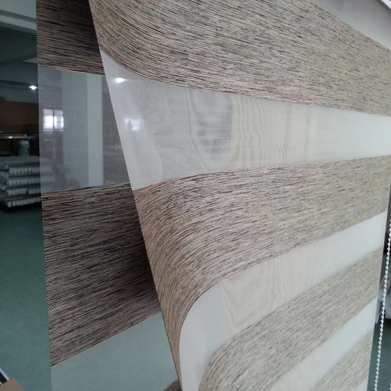 

Custom Size Shade 100% Polyester Translucent Roller Zebra Blinds in Brown Window Curtains for Living Room 5 Colors are Available