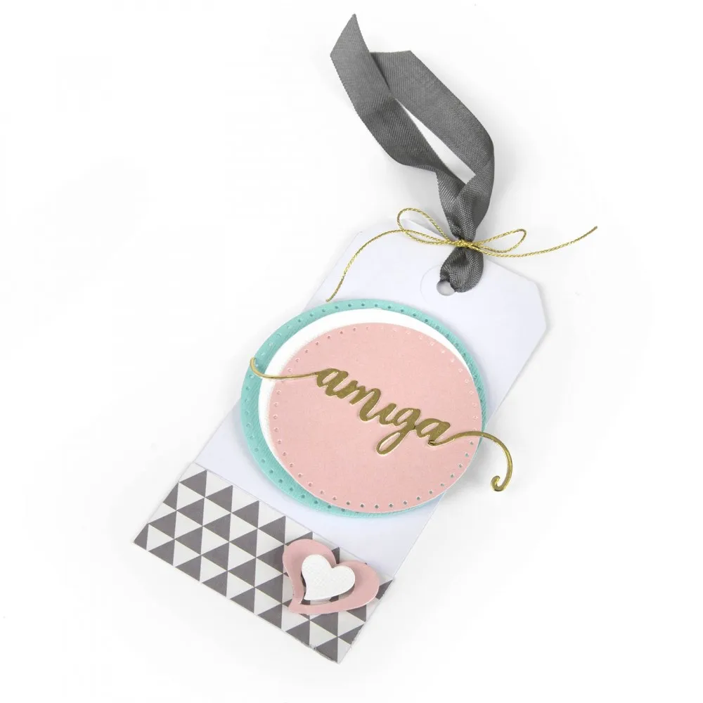

Spanish Phrase Amiga y Amigo (Girl Friend & Boy Friend) Metal Cutting Dies DIY Card Making Scrapbooking Stencil Template