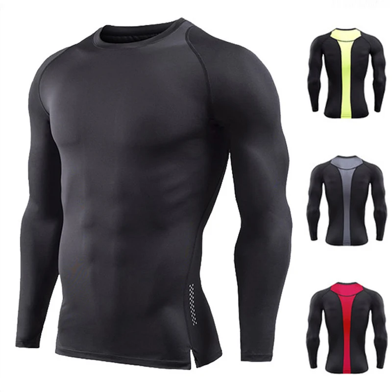 

Dry Fit Men Running Shirts Compression Long Sleeve Gym Workout T Shirt Fitness Clothes Jogger Tight Uniform For Training Tee Top