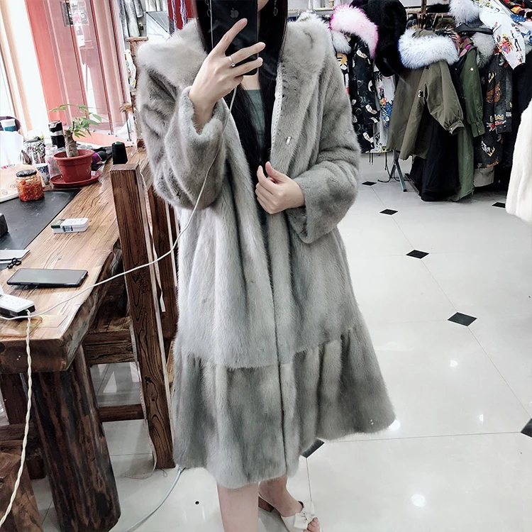 

2018 new mink coat long import whole winter fur coat the fashion