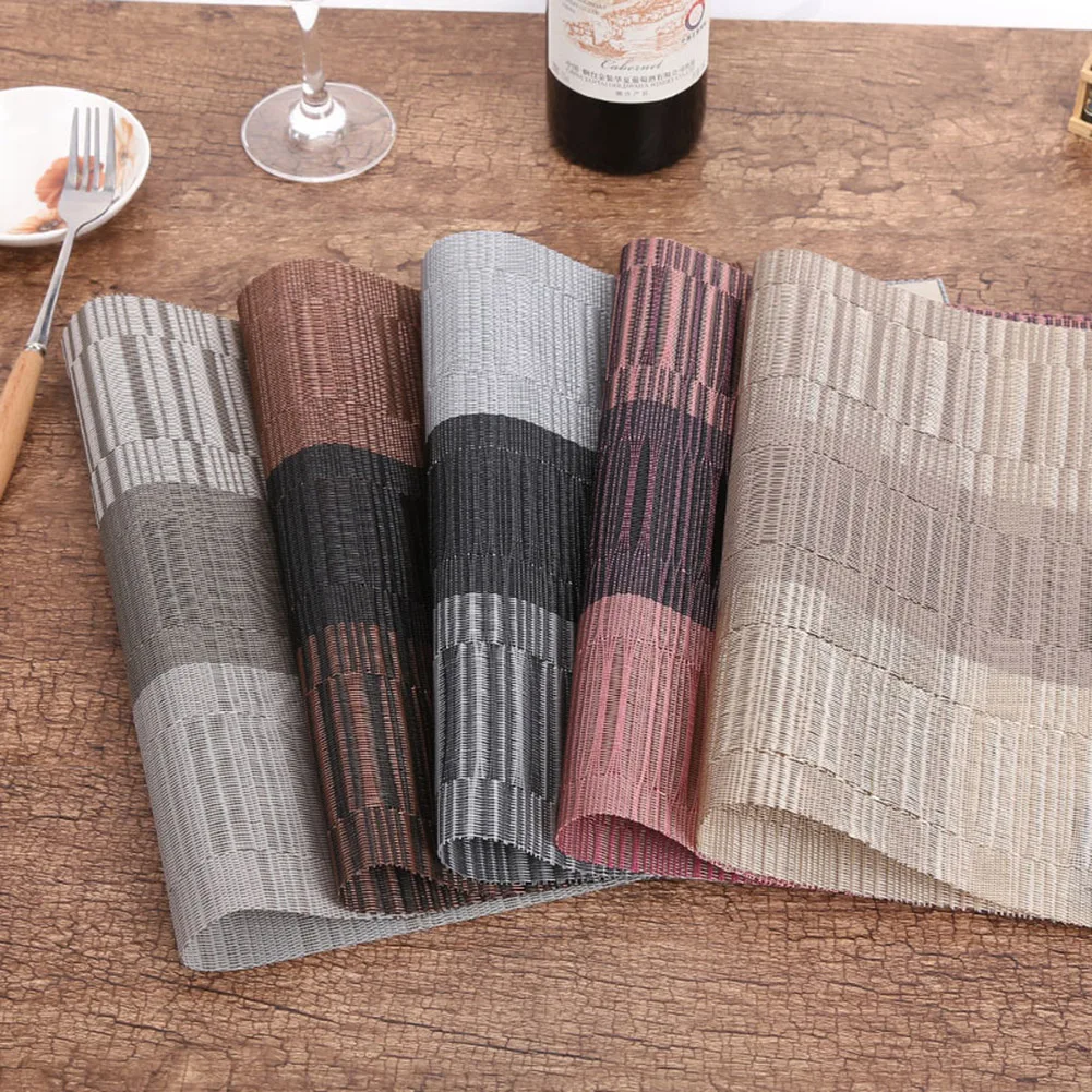 

4 Pieces/set PVC Bamboo Plastic Placemats for Anti-hot Insulation Dining Table Runner Linens Place Mat Kitchen Cup Wine Mat