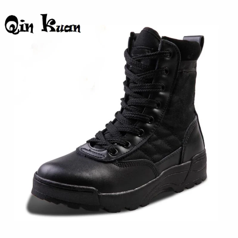 

XingDeng Brand Men Desert Tactical Combat Boots wear-resistant Army Military Boots Shoes Plus Size 38-45