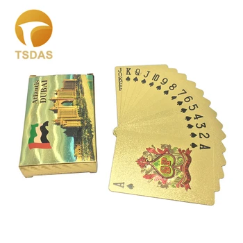 

Waterproof Gold Playing Cards 54pcs/set Atlantis Dubai Scenery Durable 24kt Gold Cards 1 Deck Free Shipping