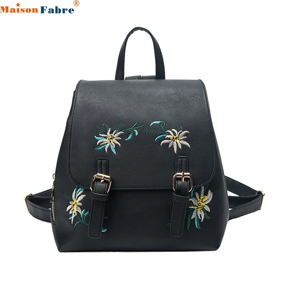 

Masion Fabre Backpack fashion Embroidered Flowers backpack women pu leather backpack women rucksack Rucksack 2018 YZ1017
