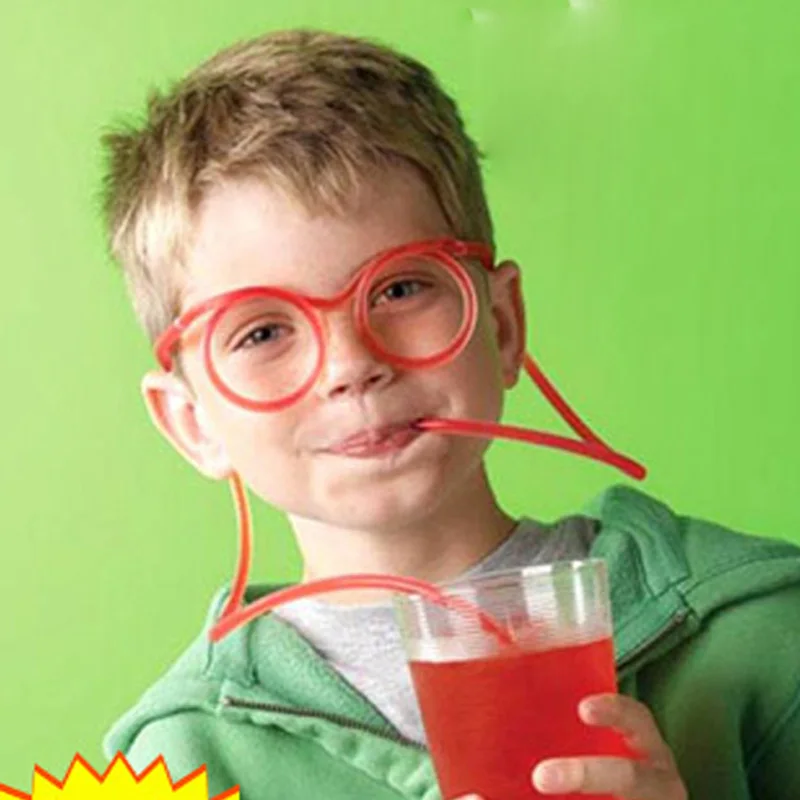 

50pcs/lot Funny Soft Drinking Straw Eye Glasses Novelty Toy Party Birthday Gift Child Adult DIY Straws Bar Accessories supplies