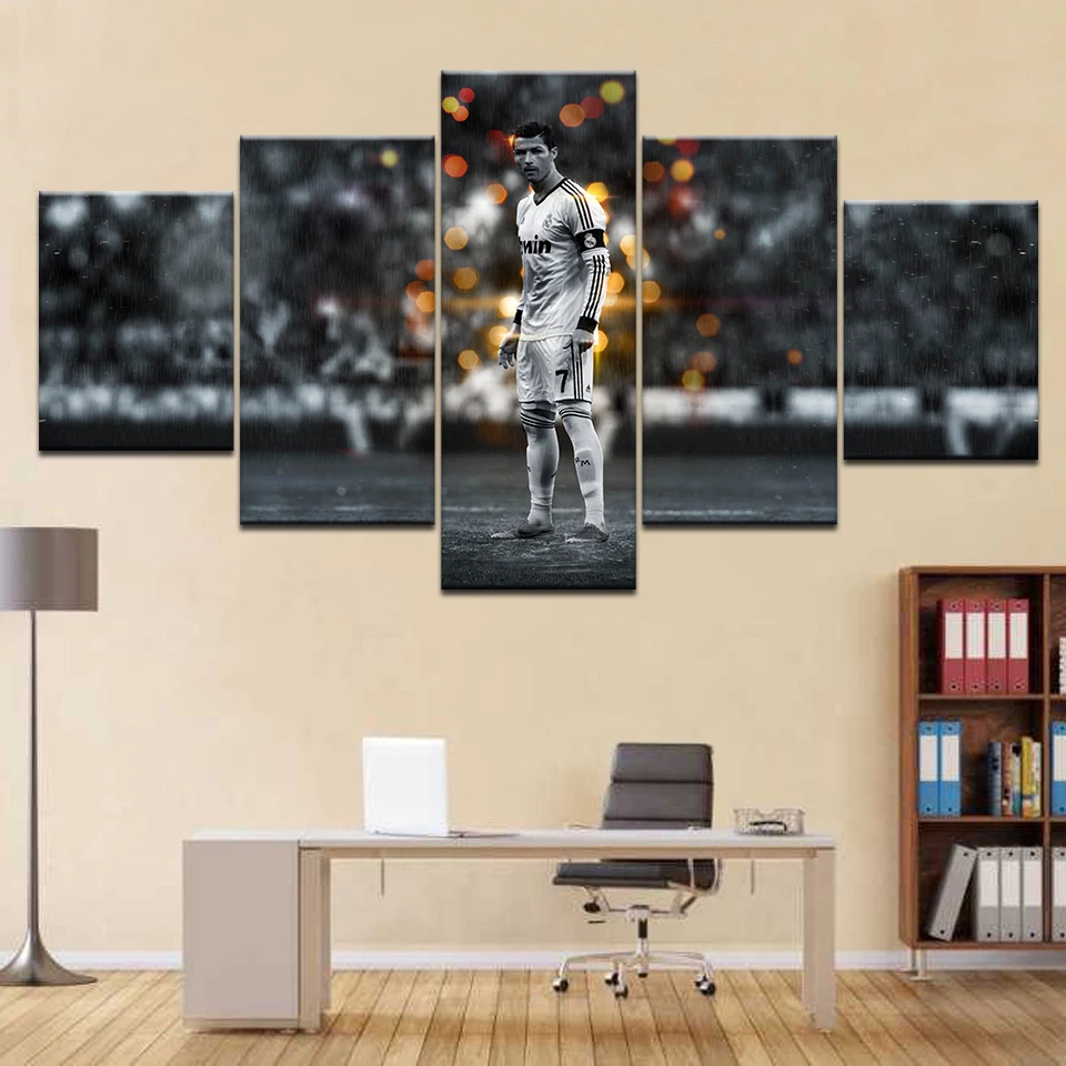 

5 Panels CR7 Cristiano Ronaldo Fabric Canvas Poster sport Football Poster Print-Painting Picture Home Decoration Wall Art Framed