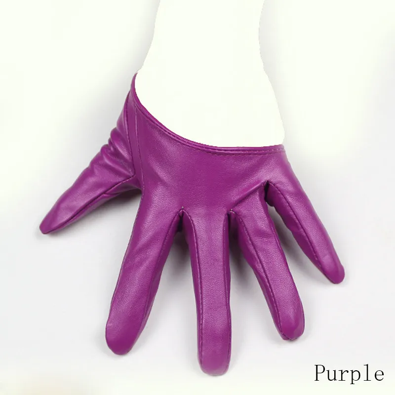 Женские модные ультра короткие рукавицы из искусственной кожи, лакированные, сексуальные, яркие, черные, танцевальные, разноцветные, для фитнеса, вечерние варежки - Цвет: Purple
