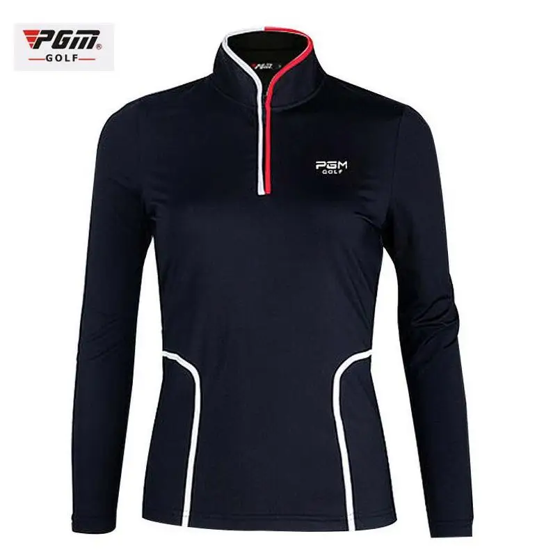 PGM High quality Women Golf Sportswear Autumn Long Sleeve Golf Shirts Slim Waist Stand-up Collar Breathable Golf Shirts 93%Nylon
