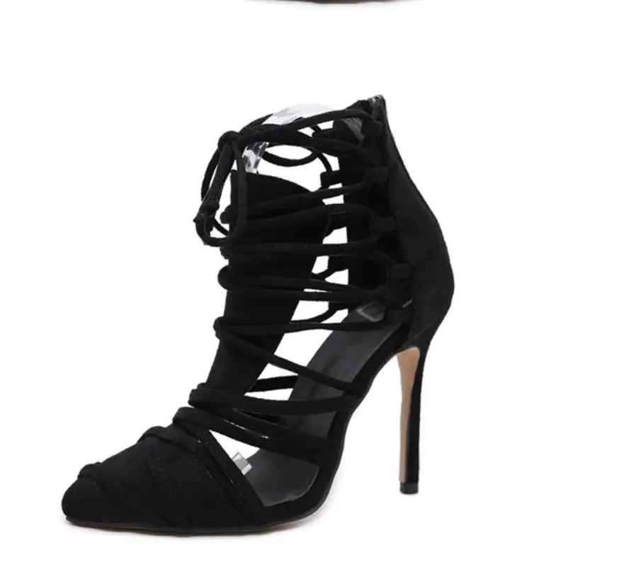 

2019 Europe and America Rome cross straps pointed stiletto super high heels foreign trade models 35-40