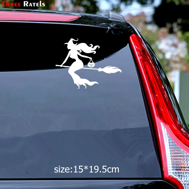 Three Ratels TZ 1462#15*19.5см Ведьма летающая на метле наклейки авто машину автонаклейка
