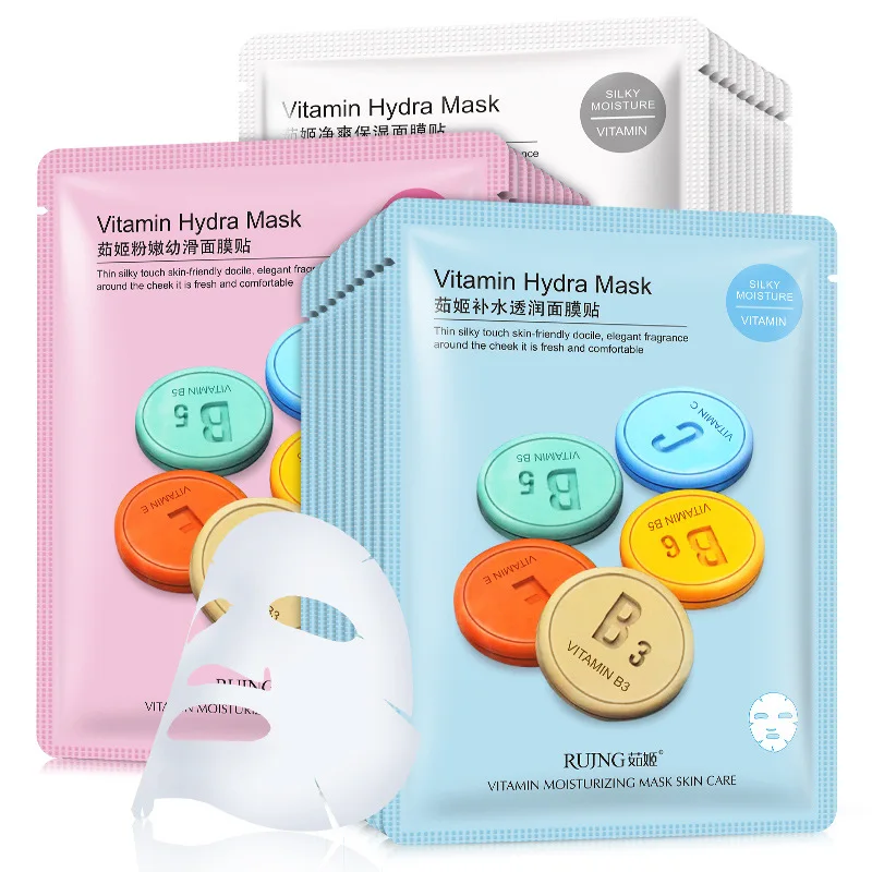 

1 PCS moisturizing Vitamin B C face sheet mask facial shrinking pores skin care bioaqua korean mask Oil-control Whitening