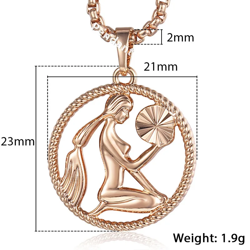 Davieslee ожерелье с подвеской со знаком зодиака для женщин и мужчин, Женское Ожерелье s 12, Созвездие 585, розовая подвеска, позолоченный подарок LGPM21 - Окраска металла: Virgo GP274