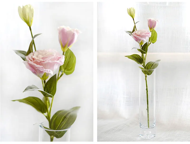 Европейский искусственный цветок 3 головы поддельные Eustoma Gradiflorus Lisianthus Рождество Свадьба Праздник декор дома 5 шт