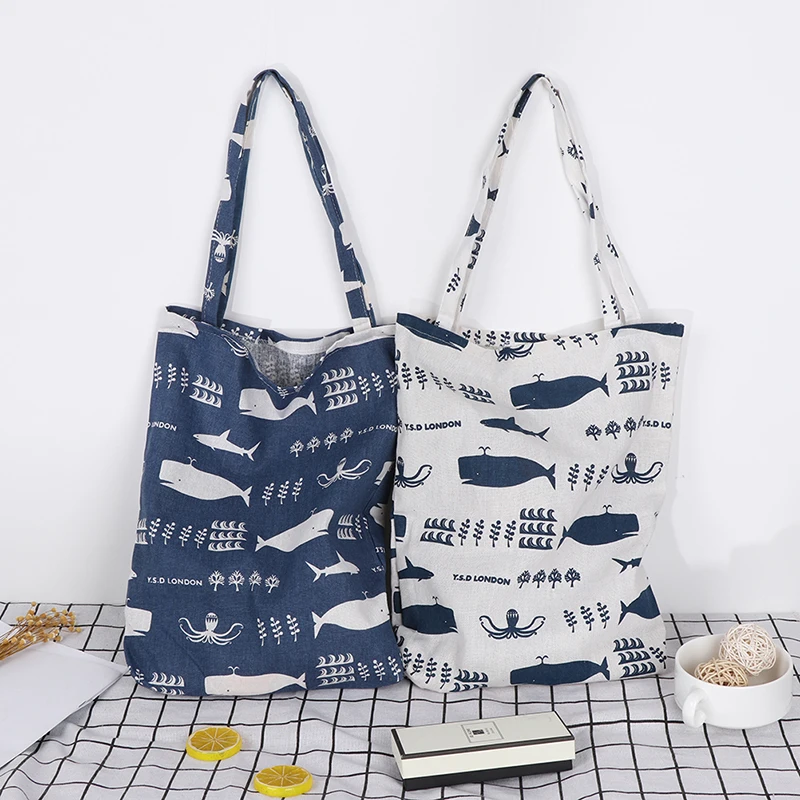 1PCS Print Whale Octopus Sea Life Shopping Bags Durable 1 Layer NO Lining Cotton Linen Shopping Tote Carrying Shoulder Bag 1PCS Print Whale Octopus Sea Life Shopping Bags Durable 1 Layer NO Lining Cotton Linen Shopping Tote Carrying Shoulder Bag