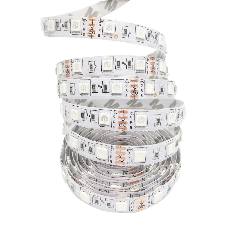 #cheap 5M 300Leds RGB Led Strip Light 5050 DC12V 60Leds M Light Led Ribbon Fiexble Tape waterproof Home Decoration Lamp