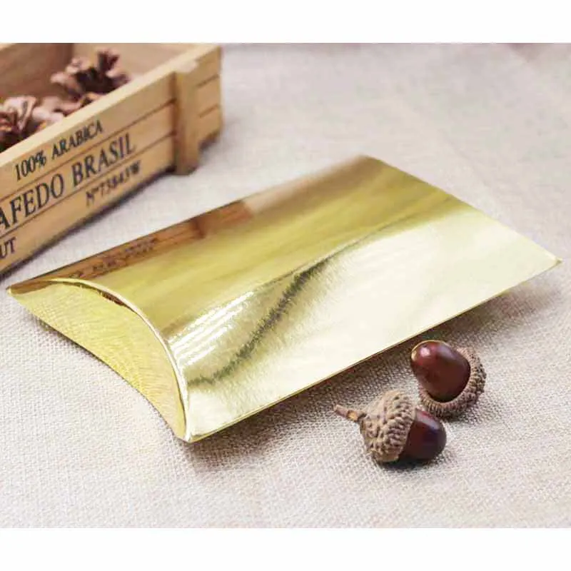 

2018 Deluxe golf foil gift package& display pillow box, blank candy /scarf/ arts&krafts pillow box gold pillow packing box 25pcs