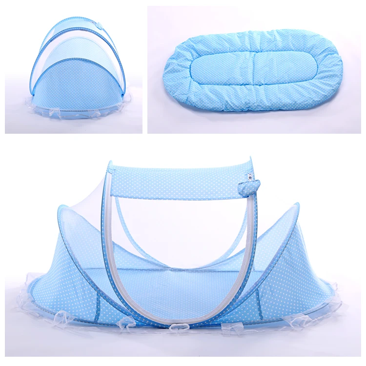 Детские постельные принадлежности для кроватки, сетчатая складная детская музыкальная москитная сетка, матрас, подушка, костюм из трех предметов для детей 0-3 лет