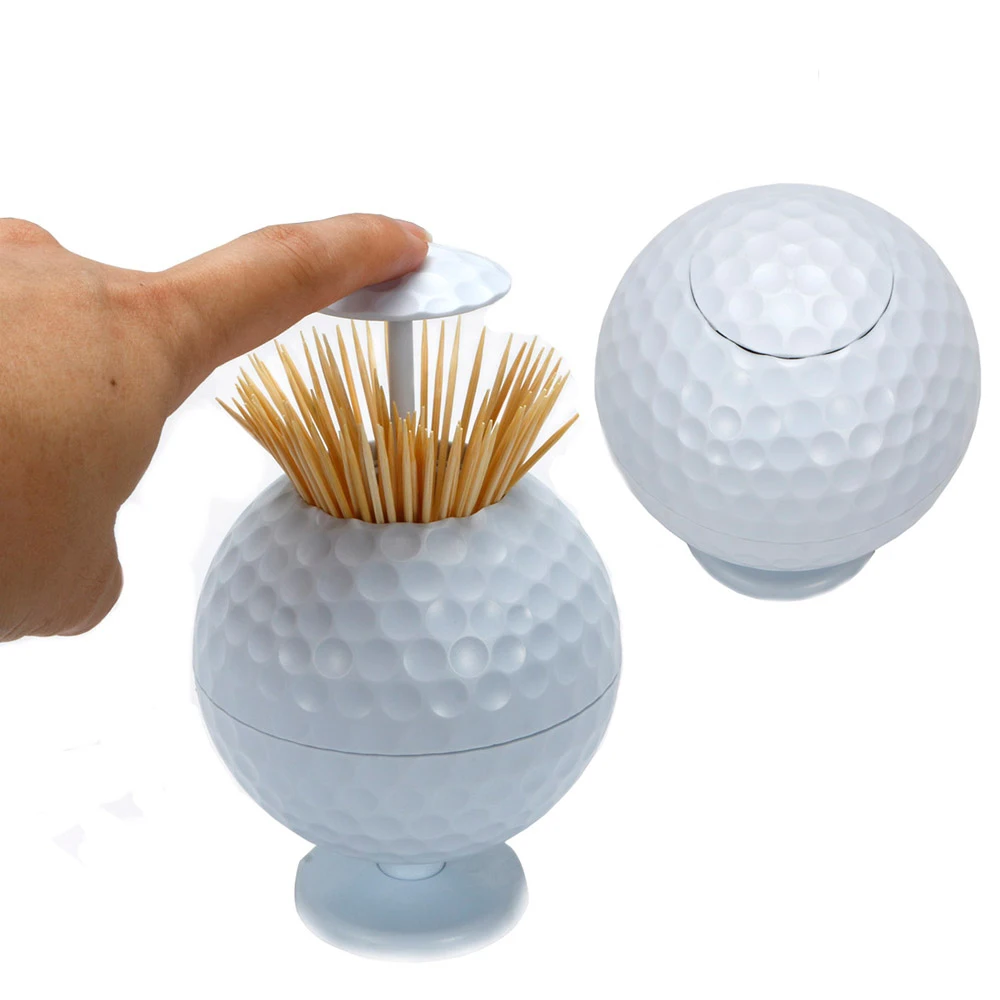 Golf Ball Shaped Automatic Toothpick Holder Pop-up Novelty Gift Indoor& Cars Golf Decoration