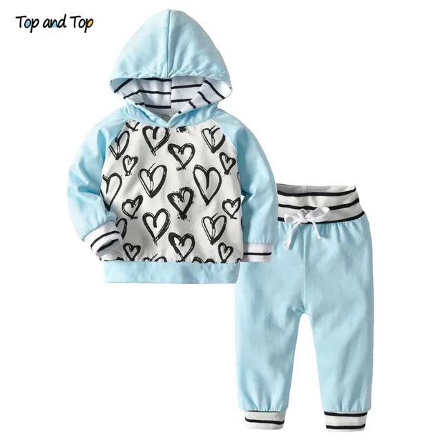 Staron  Baby Boy Girls Hoodies Tops Long Sleeve Striped Hooded Sweatsuit Pants Outfit
